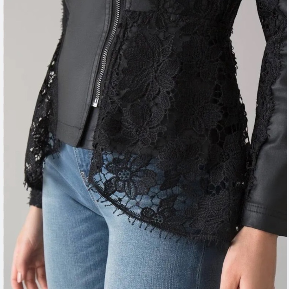 White House Black Market Coated & Lace Moto Jacket NEW! - Picture 4 of 13